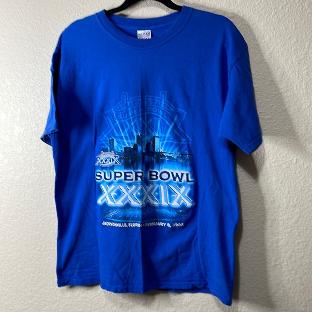 Superbowl XXXIX Vintage Men’s Blue Tee. Jacksonville Florida, February 6, 2005.